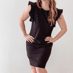 Black Dress with Ruffled Sleeves